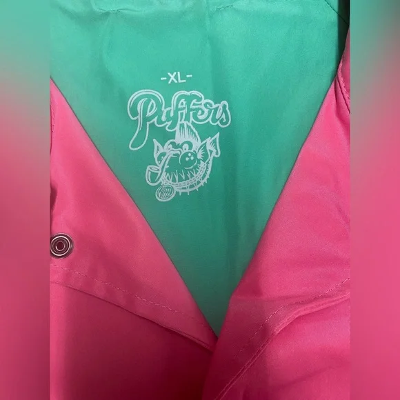 NEW Puffers Pink Nylon Windbreaker Button Up Jacket Men Sz XL Miami Vice - Picture 3 of 7